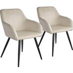 Eetkamerstoel Marilyn fluweellook, zwarte stoelpoten - crème, Huis en Inrichting, Stoelen, Verzenden, Nieuw