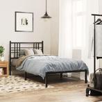vidaXL Bedframe met hoofdbord metaal zwart 100x190 cm, 100 cm, Eenpersoons, Verzenden, Zwart