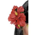 Haarclip/haarbloem hawaii rode bloemen - Hawaii accessoires, Nieuw, Verzenden