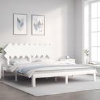 vidaXL Bedframe met hoofdbord massief hout wit Super King, Verzenden, Wit, Hout, Nieuw