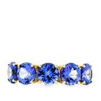 Ring - 14 karaat Geel goud - 3.86ct. tw. Tanzaniet, Sieraden, Tassen en Uiterlijk, Ringen, Nieuw