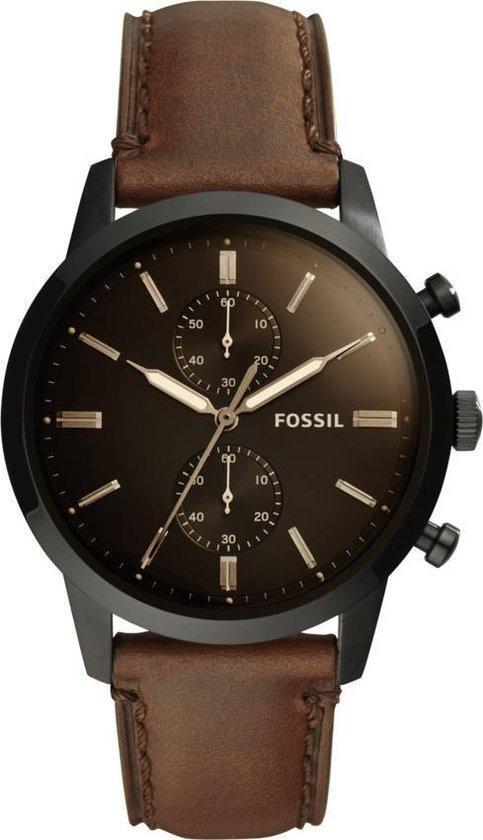 Fossil Zwart Mannen Horloge - 44 mm, Sieraden, Tassen en Uiterlijk, Horloges | Heren, Verzenden