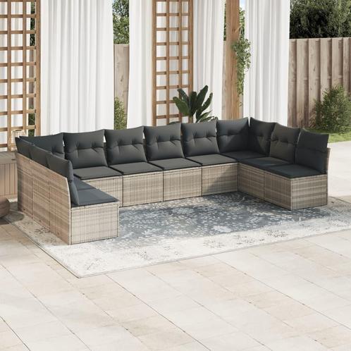 vidaXL 10-delige Loungeset met kussens poly rattan, Tuin en Terras, Tuinsets en Loungesets, Loungeset, Nieuw, Rotan, Verzenden