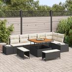 vidaXL 9-delige tuinsofa set met kussens in zwart poly, Verzenden, Nieuw, Rotan