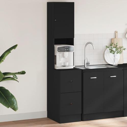 vidaXL Keukenkast 35x50x180 cm bewerkt hout zwart, Huis en Inrichting, Keuken | Keukenelementen, Zwart, Nieuw, Verzenden