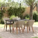 vidaXL Eetkamerset 5 pcs Lichtgrijs en zwart Large, Verzenden, Nieuw, Rotan
