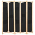 vidaXL Kamerscherm met 5 panelen 200x170x4 cm stof zwart, Huis en Inrichting, Woonaccessoires | Kamerschermen, Verzenden, Nieuw