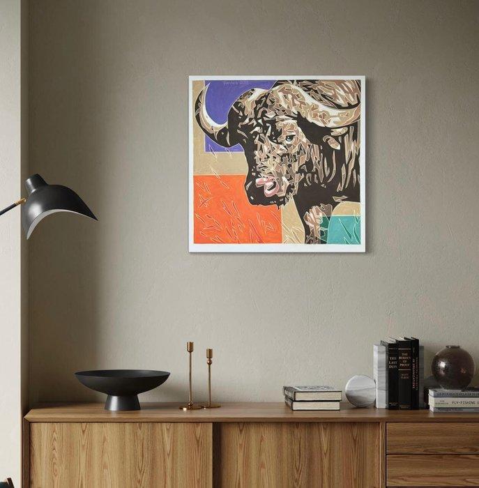 Varvara Stylidou - Cape Buffalo, Antiek en Kunst, Kunst | Schilderijen | Modern