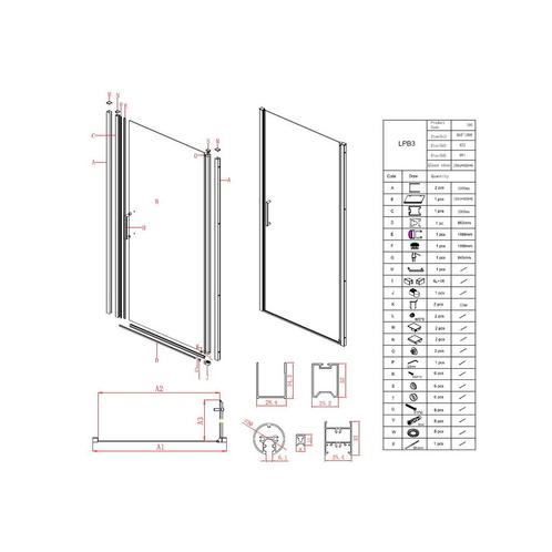 Nisdeur Lacus Giglio Evo Fox 100 cm Met Mat Glas Chroom, Doe-het-zelf en Verbouw, Sanitair, Ophalen of Verzenden