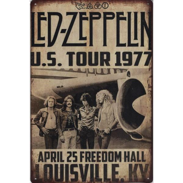 Wandbord Concert Bord - Led Zeppelin US Tour 1977, Verzamelen, Muziek, Artiesten en Beroemdheden, Poster, Artwork of Schilderij