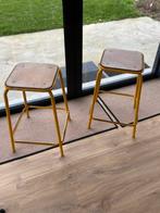 Kruk - Staal, Hout - Twee vintage krukjes