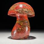 GEEN MINIMUMPRIJS - Handgesneden rode jaspis paddestoelen, Antiek en Kunst