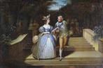 Ecole Francaise (XIX) - Couple dans un parc, Louis XV et, Antiek en Kunst, Kunst | Schilderijen | Klassiek
