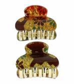 Haarspeld Klem Klein Bloemen Print 4cm Glitter Goud Bruin, Verzenden, Nieuw