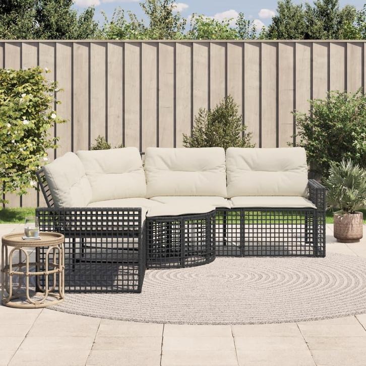vidaXL Tuinbank met kussens en voetensteun L-vormig poly, Tuin en Terras, Tuinsets en Loungesets, Nieuw, Rotan, Verzenden