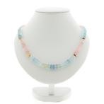 Gouden multi gekleurde kralen ketting | 45,5 cm (morganiet), Gebruikt, Overige kleuren, Ophalen of Verzenden, Met edelsteen