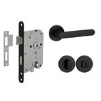 Deurbeslag set met WC-slot en deurklink Tondo zwart gevee..., Doe-het-zelf en Verbouw, Hang- en Sluitwerk, Ophalen of Verzenden