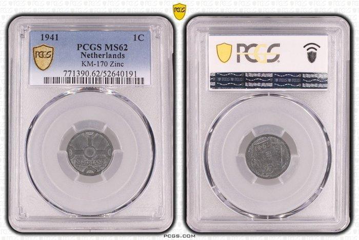 Nederland. Wilhelmina. 1 Cent 1941, 1942, 1943 & 1944 zink, Postzegels en Munten, Munten | Nederland