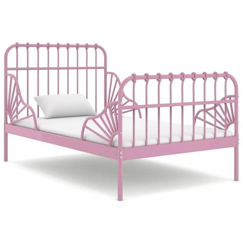 vidaXL Bedframe verlengbaar metaal roze 80x130/200 cm, Huis en Inrichting, Slaapkamer | Bedden, Nieuw, Metaal, Eenpersoons, Verzenden