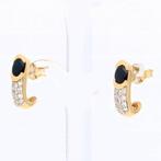 Oorbellen - 14 karaat Geel goud - 1.16ct. tw. Saffier -, Sieraden, Tassen en Uiterlijk, Oorbellen, Nieuw