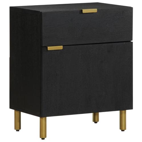 vidaXL Nachtkastje 50x33x60 cm bewerkt hout zwart, Huis en Inrichting, Slaapkamer | Nachtkastjes, Nieuw, Hout, Verzenden
