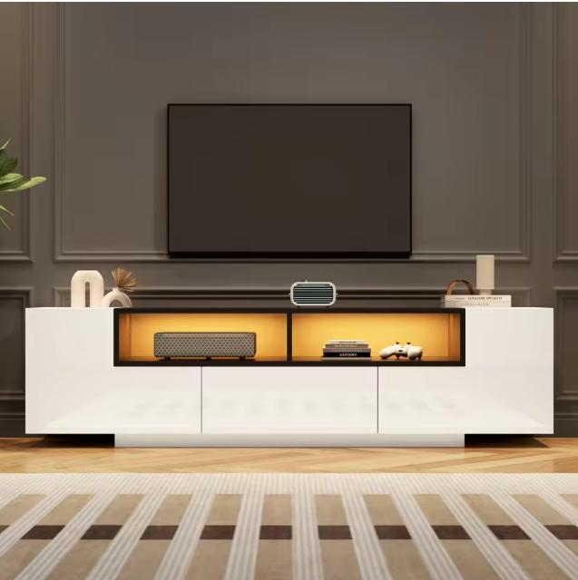 TV-Lowboard Hoogglans Wit met LED Verlichting 180 x 40 x 48, Huis en Inrichting, Kasten | Televisiemeubels, Nieuw, Verzenden
