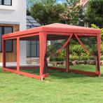 vidaXL Partytent met 6 mesh zijwanden 3x6 m HDPE rood, Verzenden, Nieuw, Partytent