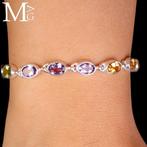 Zilveren armband met veelkleurige edelstenen - natuurlijke