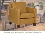 Leren fauteuil Smart - Granada Amber (cognac) - Poten hout, Huis en Inrichting, Fauteuils, Nieuw, Ophalen of Verzenden, Bohemian, Eigentijds, Modern, Retro