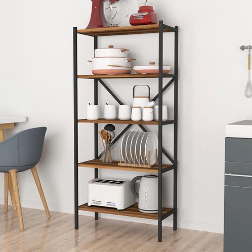 [en.casa] Staand rek Tomelilla 160x66x34 cm walnootkleurig, Huis en Inrichting, Keuken | Keukenelementen, Nieuw, Verzenden