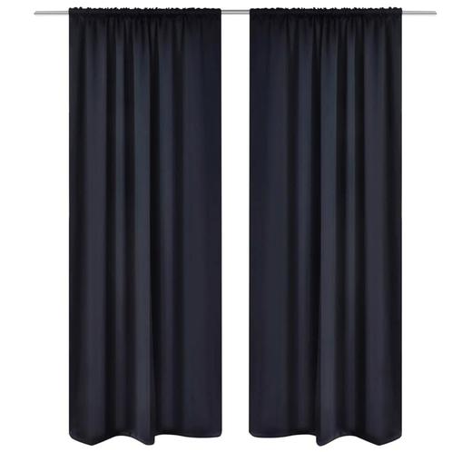 vidaXL Gordijnen met gleuven 135 x 245 cm zwart 2 st, Huis en Inrichting, Stoffering | Gordijnen en Lamellen, Zwart, Nieuw, Verzenden