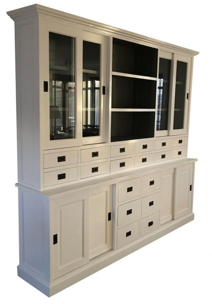 Buffetkast wit - grijs Vuren 250cm 18 laden, Huis en Inrichting, Kasten | Buffetkasten, Ophalen of Verzenden