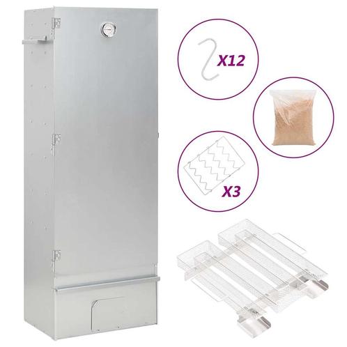 vidaXL BBQ-rookoven met koude rookgenerator gegalvaniseerd, Tuin en Terras, Houtskoolbarbecues, Nieuw, Verzenden