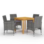 vidaXL 5-delige Tuinset grijs, Tuin en Terras, 4 zitplaatsen, Nieuw, Tuinset, Verzenden