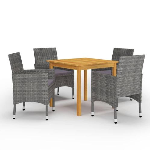 vidaXL 5-delige Tuinset grijs, Tuin en Terras, Tuinsets en Loungesets, Tuinset, Nieuw, 4 zitplaatsen, Hardhout, Verzenden
