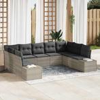 vidaXL Tuin Sofa Set met kussen 9 pcs Lichtgrijs poly rattan, Verzenden, Nieuw, Rotan