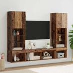 vidaXL TV Wand Eenheden met LED met LED 5 pcs Oud hout, Minder dan 50 cm, Verzenden, 100 tot 150 cm, Nieuw