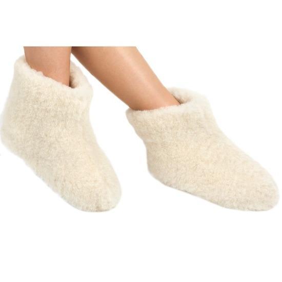 Witte wollen sloffen/pantoffels voor dames/heren  - Wollen.., Kleding | Dames, Schoenen, Ophalen of Verzenden