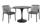 Stripe/Toscara stapelbare ronde bistroset Ø90 cm. -, Verzenden, Nieuw, Kunststof, Tuinset