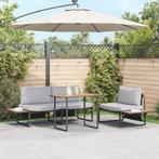 vidaXL 3-delige Tuinset met lichtgrijze kussens, Verzenden, Nieuw, Tuinset