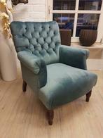 Ruim Aanbod Landelijke Industriele Fauteuils Gratis Bezorgin, Ophalen of Verzenden, Nieuw, Leer, Landelijke fauteuil capiton knoopjes velvet velours leer 