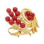 Broche - 18 karaat Geel goud - 30.00ct. tw. Koraal -