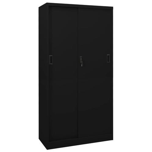 vidaXL Kantoorkast met schuifdeuren 90x40x180 cm staal zwart, Huis en Inrichting, Kasten | Overige, Nieuw, Verzenden