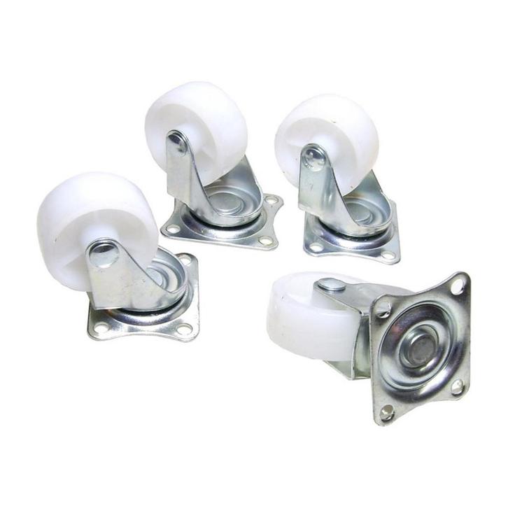 Benson Zwenkwielset - Ø 40 mm - Wit - Max. 25 kg - 4 stuks, Doe-het-zelf en Verbouw, Zwenkwielen, Nieuw, Ophalen of Verzenden