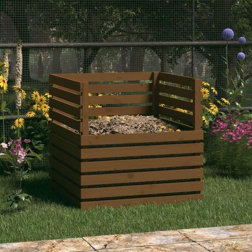 Compostbak 80x80x78 cm massief grenenhout honingbruin, Tuin en Terras, Overige Tuin en Terras, Nieuw, Verzenden