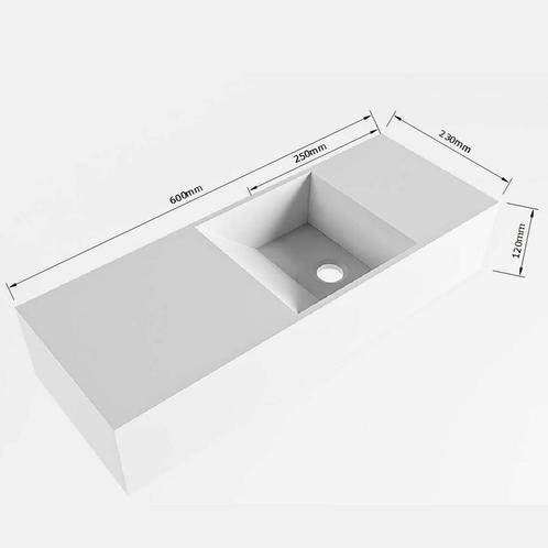 Fontein Mondiaz Tyne 60 cm Solid Surface Positie Rechts, Doe-het-zelf en Verbouw, Sanitair, Ophalen of Verzenden