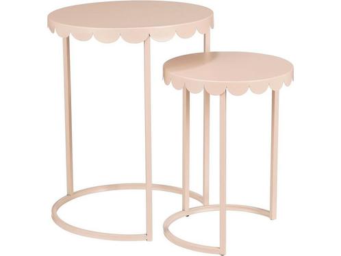 Mica Decorations Lara Bijzettafel - Set van 2 - H51 x Ø40 cm, Huis en Inrichting, Woonaccessoires | Overige, Nieuw, Verzenden