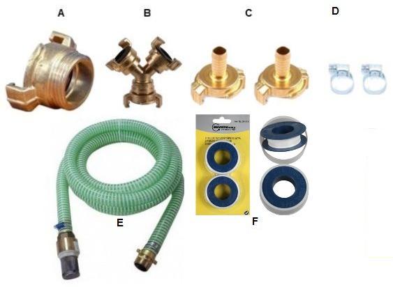 Koppelingenset + aanzuigslang voor tuinpompen (compleet), Tuin en Terras, Overige Tuin en Terras, Nieuw, Verzenden