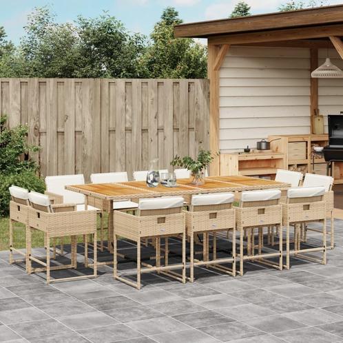 vidaXL 13-delige Tuinset met kussens poly rattan beige, Tuin en Terras, Tuinsets en Loungesets, Tuinset, Nieuw, 2 zitplaatsen