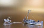 Paarden trekschuit met bemanning, 1980 - Miniatuur figuur -